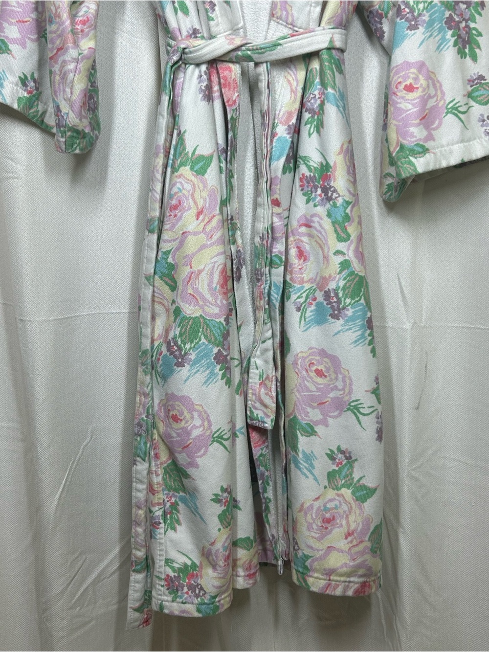 Dorothy Draper Princess Grace Rose Robe One Size Floral Belted - Picture 4 of 7